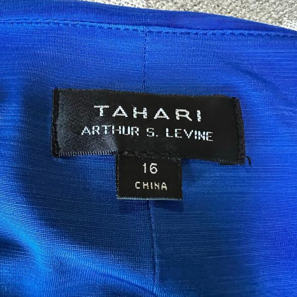 Tahari ASL Alex Royal Blue Stretchy Tiered Dress Women's Size 16 3/4 Sleeves - Picture 2 of 5